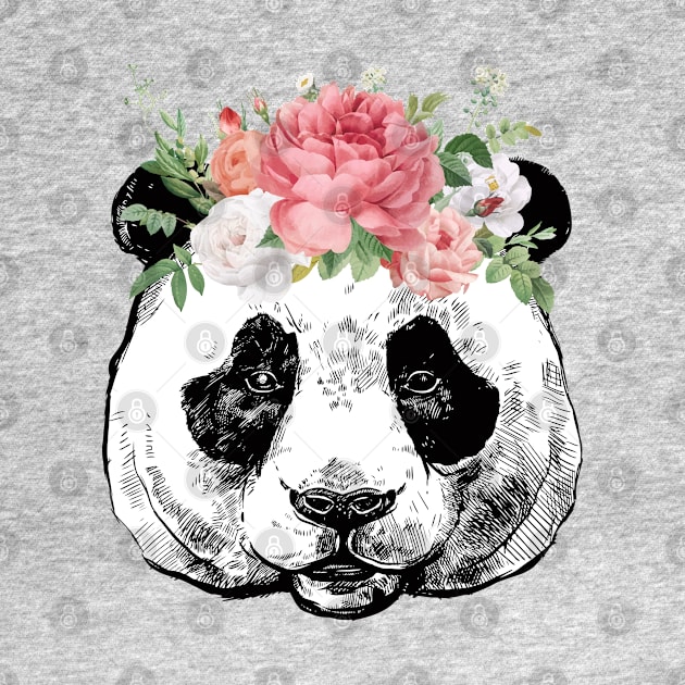 Panda Bear and Bouquet Pop Art by Katheryn's Studio